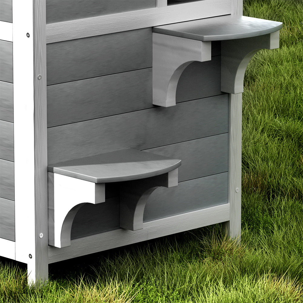 Small Animal Habitats & Cages: i.Pet Outdoor Cat House Shelter 56cm x 52cm x 82cm Rabbit Hutch Wooden Condo Small Outdoor Cat House