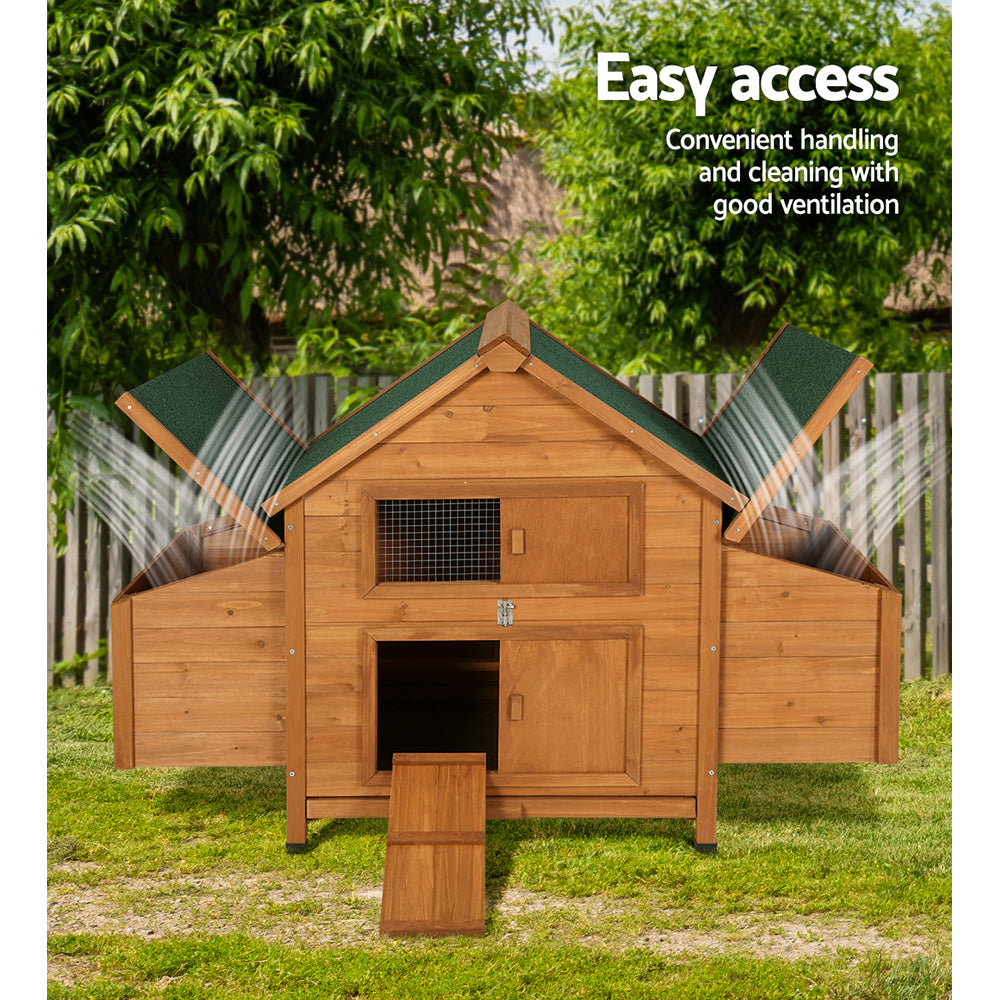 Small Animal Habitats & Cages: i.Pet Chicken Coop Rabbit Hutch 150cm x 68cm x 96cm Large Chicken Coop House Run Cage Wooden