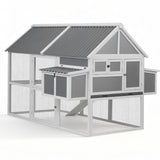 Coop & Hutch Accessories: i.Pet Chicken Coop Large Outdoor Rabbit Hutch Chook House Hatch Box With Run Grey White