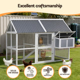 Coop & Hutch Accessories: i.Pet Chicken Coop Large Outdoor Rabbit Hutch Chook House Hatch Box With Run Grey White