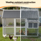 Coop & Hutch Accessories: i.Pet Chicken Coop Large Outdoor Rabbit Hutch Chook House Hatch Box With Run Grey White