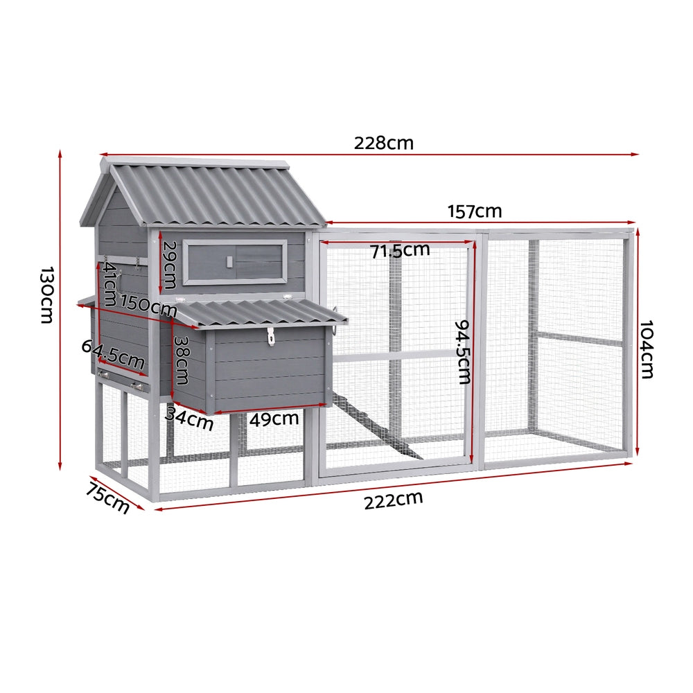 Small Animal Habitats & Cages: i.Pet Chicken Coop Rabbit Hutch Extra Large Wooden Run Bunny Cage Poultry House Outdoor