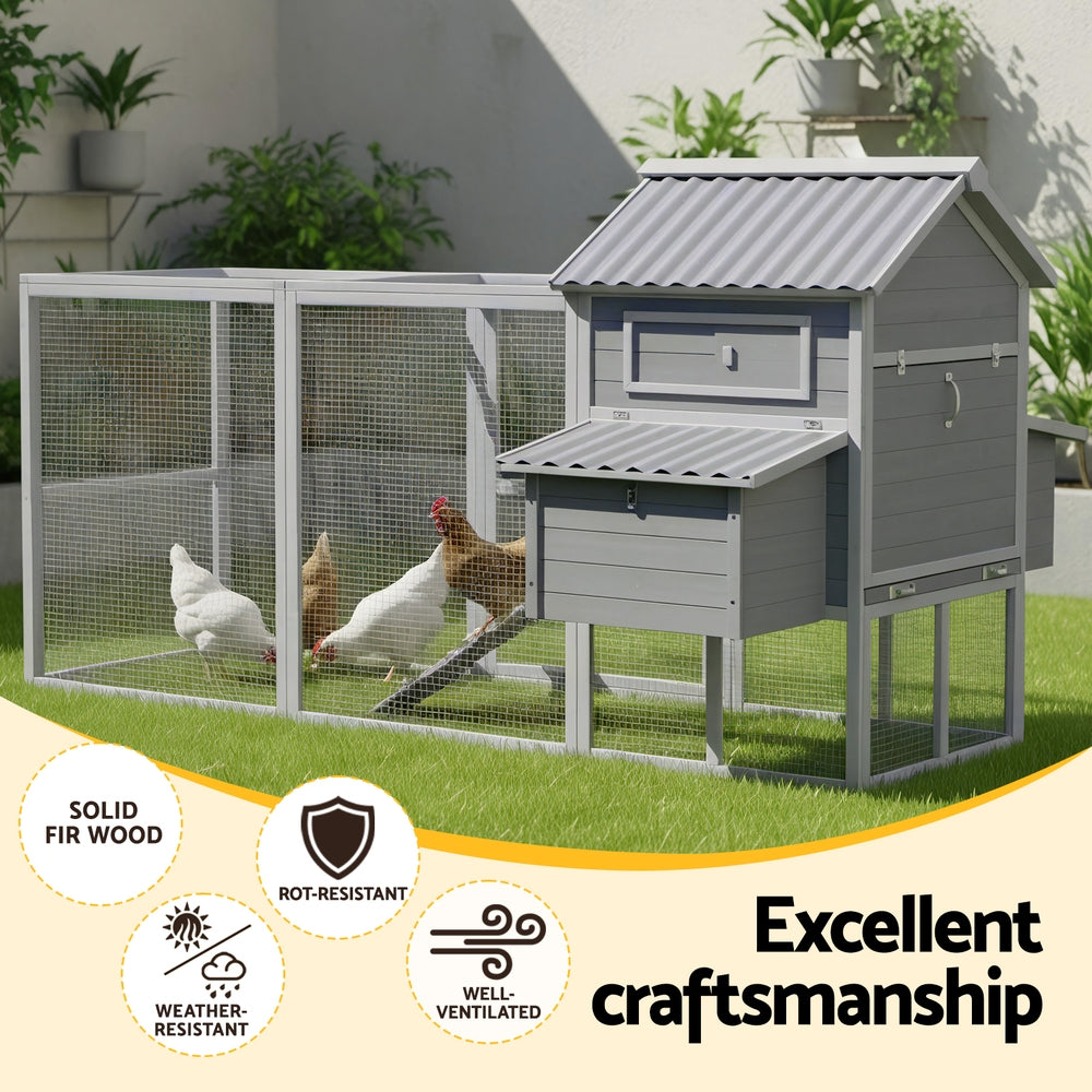 Small Animal Habitats & Cages: i.Pet Chicken Coop Rabbit Hutch Extra Large Wooden Run Bunny Cage Poultry House Outdoor