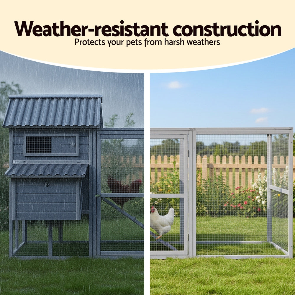 Small Animal Habitats & Cages: i.Pet Chicken Coop Rabbit Hutch Extra Large Wooden Run Bunny Cage Poultry House Outdoor