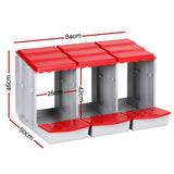 Reptile & Amphibian Habitats: i.Pet Chicken Nesting Box 3 Hole Roll Away Poultry Hen Laying Egg Hutch Red