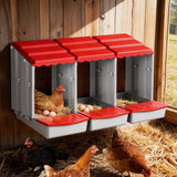 Reptile & Amphibian Habitats: i.Pet Chicken Nesting Box 3 Hole Roll Away Poultry Hen Laying Egg Hutch Red