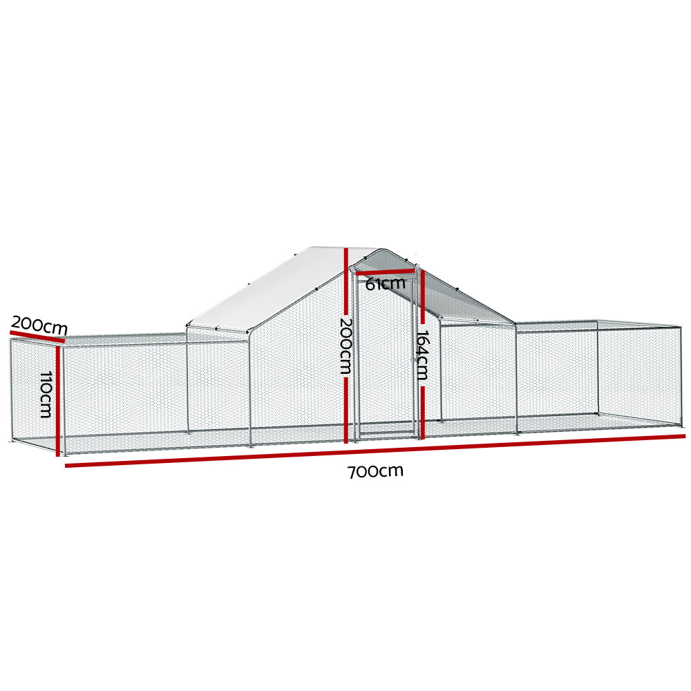 Small Animal Habitats & Cages: i.Pet Chicken Coop Cage Run Rabbit Hutch Large Walk In Hen House Cover 7mx2mx2m