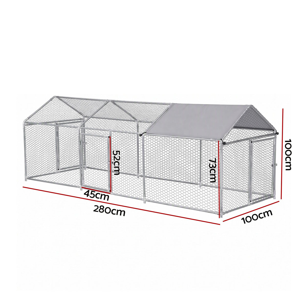 i.Pet Chicken Coop Rabbit Hutch Outdoor Run Walk in Hen Cage Ferret House 2.8x1x1m