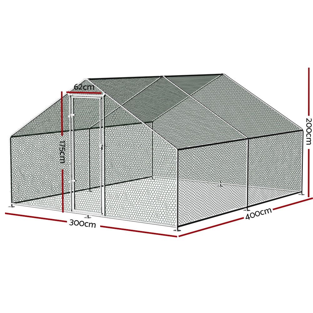 Coop & Hutch Accessories: i.Pet Chicken Coop Cage 3x4x2m Galvanised Steel