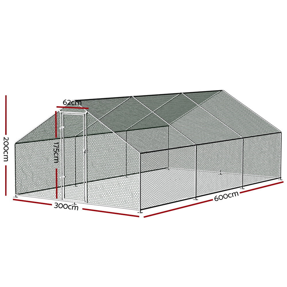 Coop & Hutch Accessories: i.Pet Chicken Coop Cage 3x6x2m Galvanised Steel