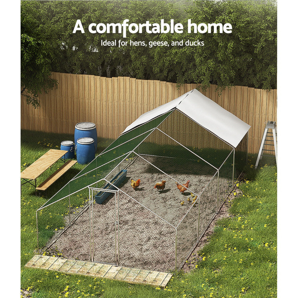 Coop & Hutch Accessories: i.Pet Chicken Coop Cage 3x8x2m Galvanised Steel