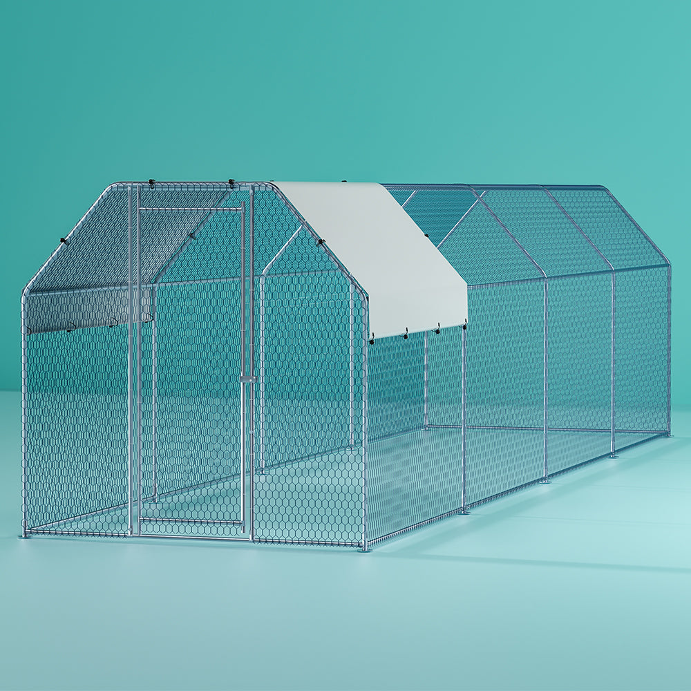 Small Animal Habitats & Cages: i.Pet Chicken Coop Cage Run Rabbit Hutch Large Walk In Hen House Cover 2mx8mx2m