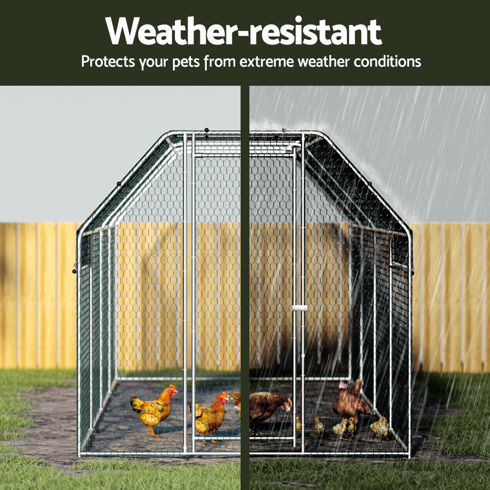 Small Animal Habitats & Cages: i.Pet Chicken Coop Cage Run Rabbit Hutch Large Walk In Hen House Cover 2mx8mx2m