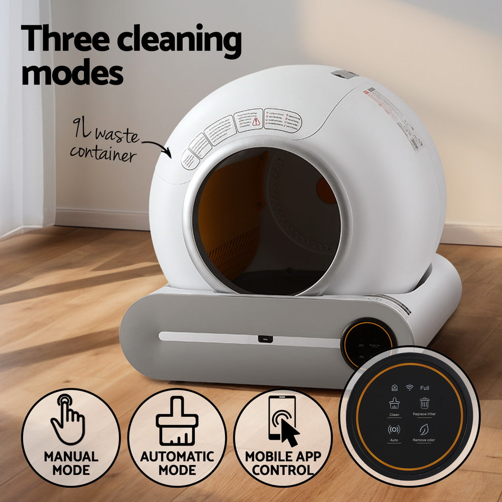 Cat Litter: i.Pet Automatic Cat Litter Box Self-Cleaning Large Smart Cat Litter Box Toilet App Control 9L
