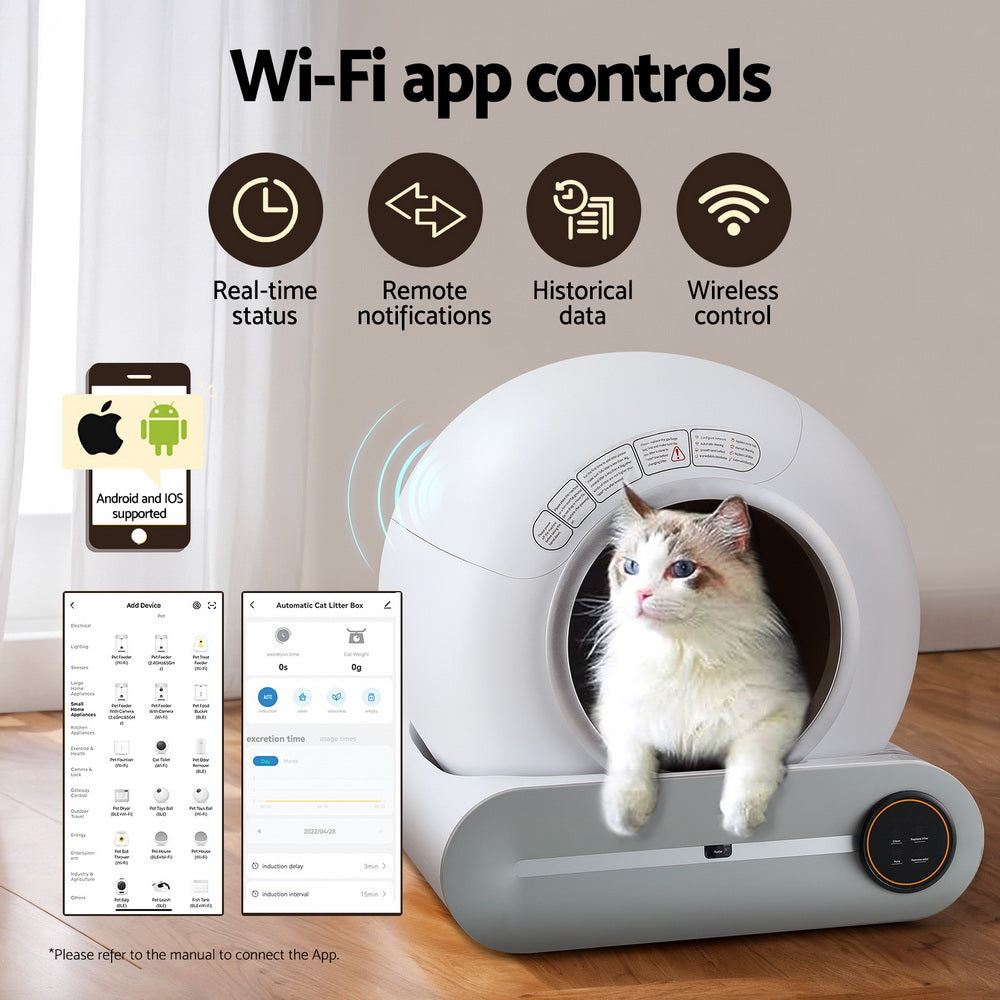 Cat Litter: i.Pet Automatic Cat Litter Box Self-Cleaning Large Smart Cat Litter Box Toilet App Control 9L