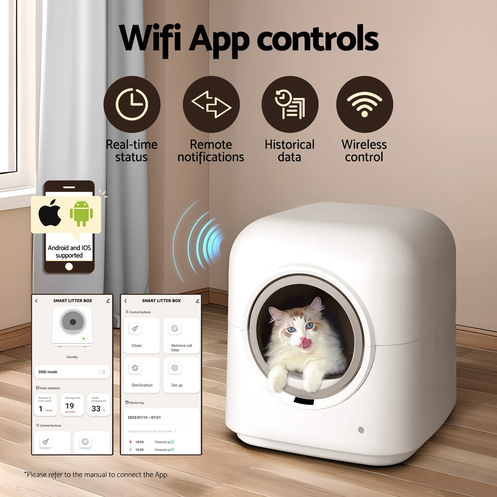 Cat Litter: i.Pet Automatic Cat Litter Box Smart Self-Cleaning Large Cat Litter Box Kitty Toilet App Control