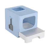 Cat Litter: i.Pet Cat Litter Box Large Tray Kitty Toilet Enclosed Hooded Foldable Cat Litter Box Scoop Blue