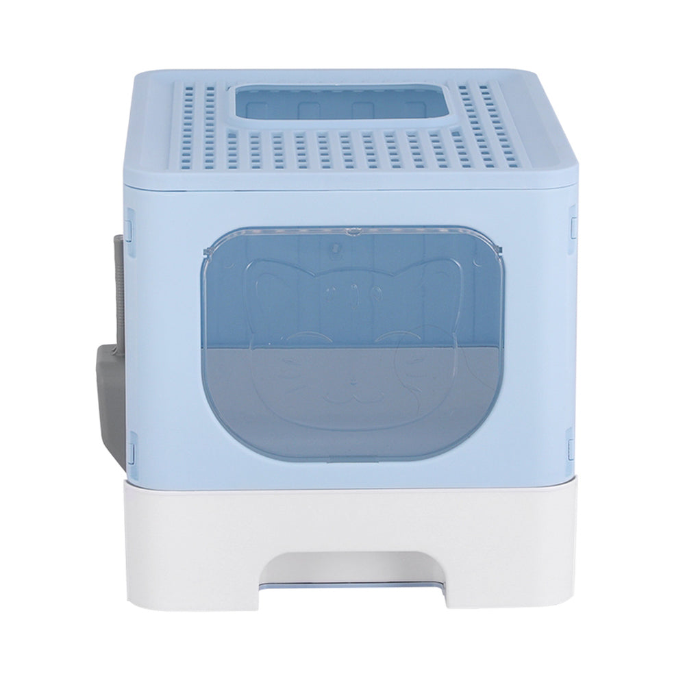 Cat Litter: i.Pet Cat Litter Box Large Tray Kitty Toilet Enclosed Hooded Foldable Cat Litter Box Scoop Blue