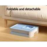 Cat Litter: i.Pet Cat Litter Box Large Tray Kitty Toilet Enclosed Hooded Foldable Cat Litter Box Scoop Blue