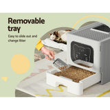 Cat Litter: i.Pet Cat Litter Box Large Tray Kitty Toilet Enclosed Hooded Foldable Cat Litter Box Scoop Grey
