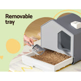 Cat Litter: i.Pet Cat Litter Box Large Tray Kitty Toilet Enclosed Cat Litter Box Hooded Scoop Mat Grey