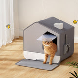 Cat Litter: i.Pet Cat Litter Box Large Tray Kitty Toilet Enclosed Cat Litter Box Hooded Scoop Mat Grey
