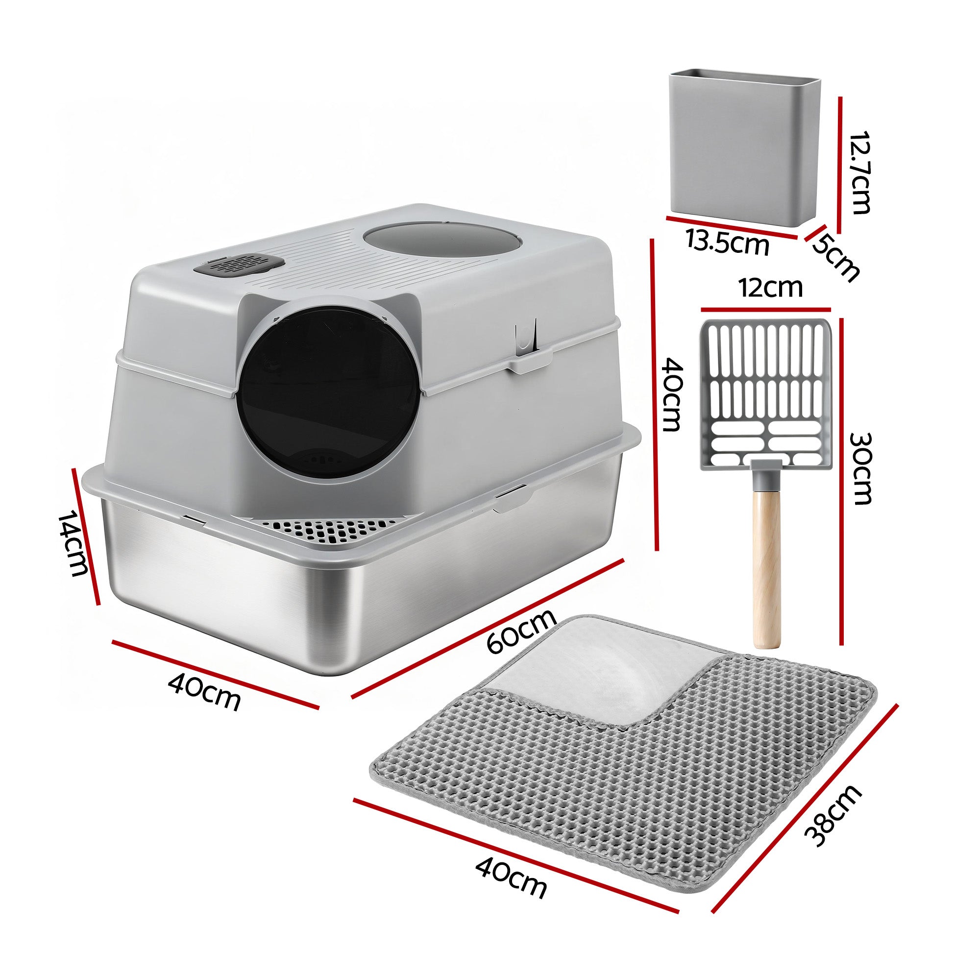 Cat Litter: i.Pet Cat Litter Box Large Stainless Steel High Sided Pet Toilet Odour Control
