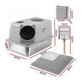 Cat Litter: i.Pet Cat Litter Box Large Stainless Steel High Sided Pet Toilet Odour Control