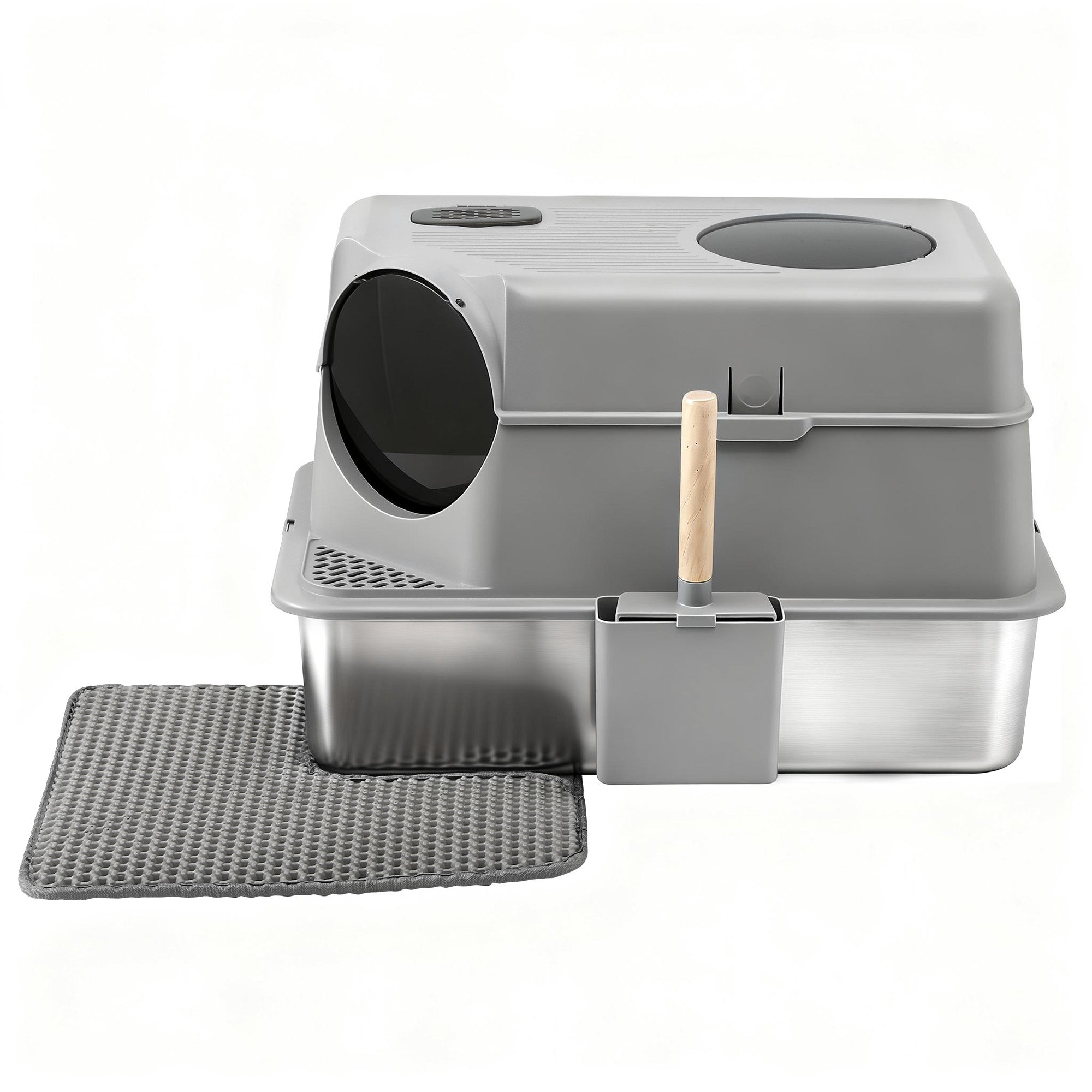 Cat Litter: i.Pet Cat Litter Box Large Stainless Steel High Sided Pet Toilet Odour Control