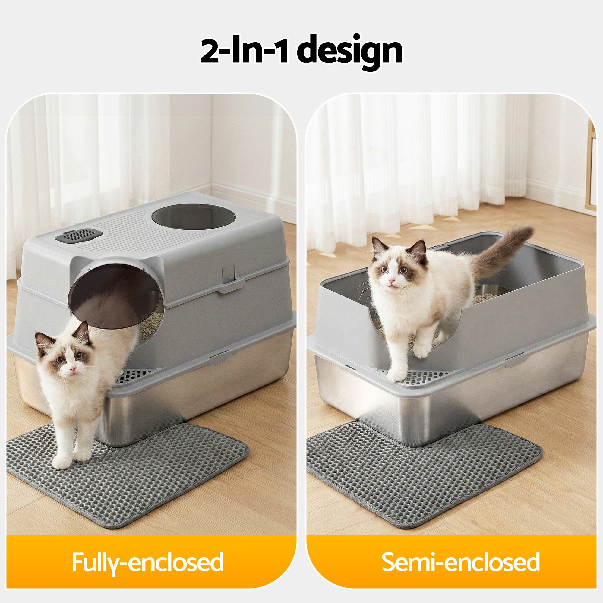 Cat Litter: i.Pet Cat Litter Box Large Stainless Steel High Sided Pet Toilet Odour Control