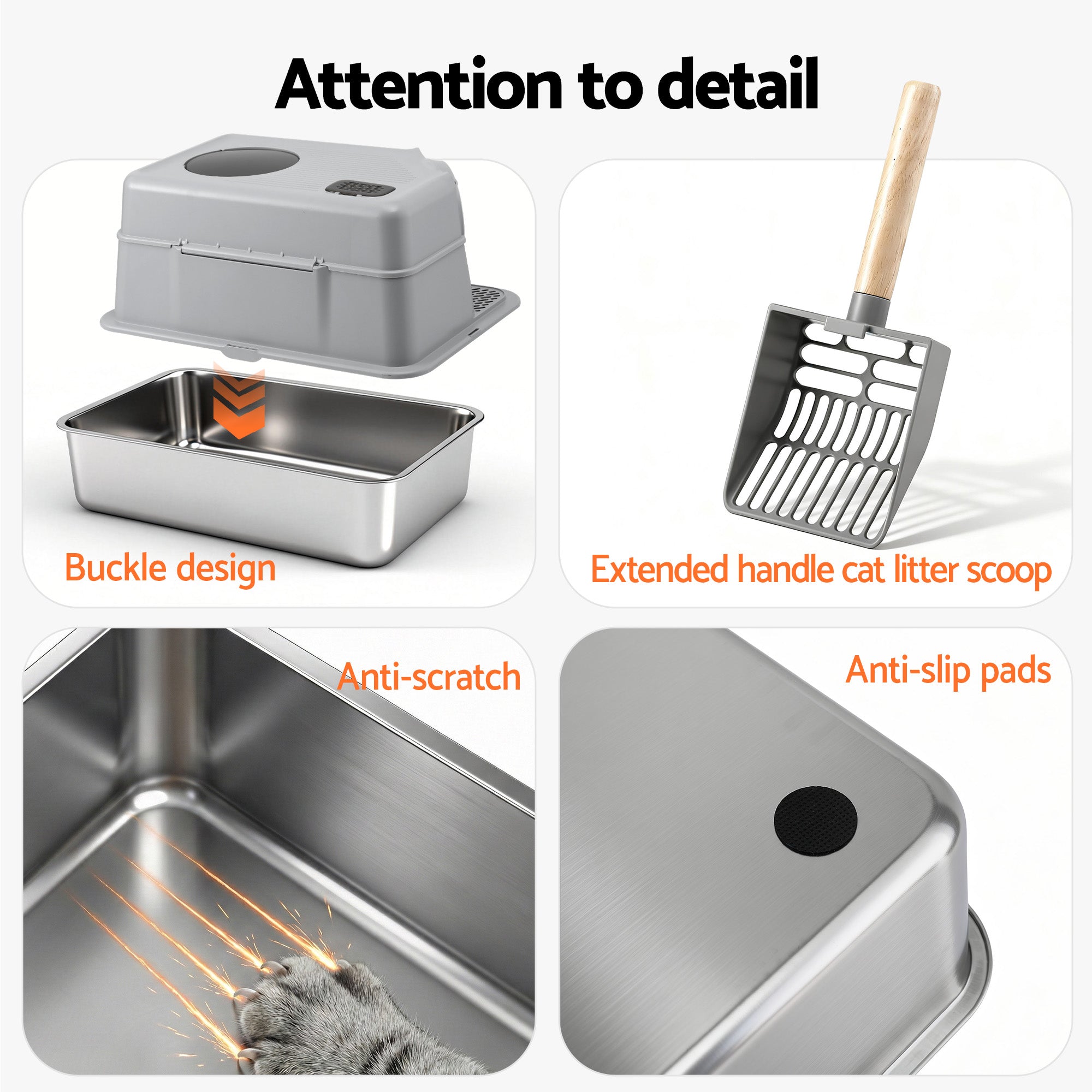 Cat Litter: i.Pet Cat Litter Box Large Stainless Steel High Sided Pet Toilet Odour Control