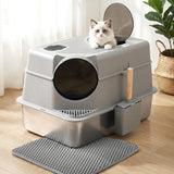 Cat Litter: i.Pet Cat Litter Box Large Stainless Steel High Sided Pet Toilet Odour Control