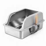 Cat Litter: i.Pet Cat Litter Box Stainless Steel Large Semi-Enclosed Pet Kitty Toilet Grey