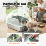 Cat Litter: i.Pet Cat Litter Box Stainless Steel Large Semi-Enclosed Pet Kitty Toilet Grey