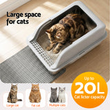 Cat Litter: i.Pet Cat Litter Box Stainless Steel Large Semi-Enclosed Pet Kitty Toilet Grey