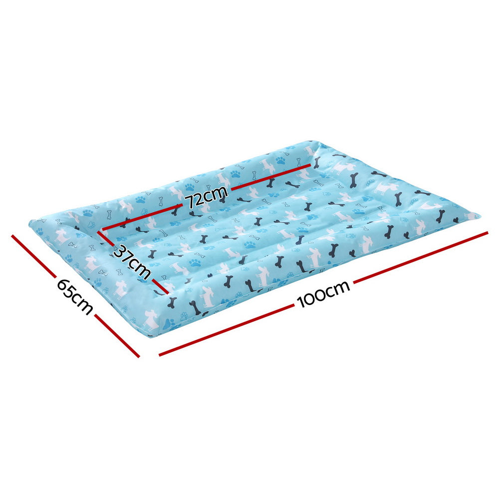 Dog Beds: i.Pet Pet Cooling Mat Gel Dog Cat Self-cool Puppy Pad Large Bed Summer Blue