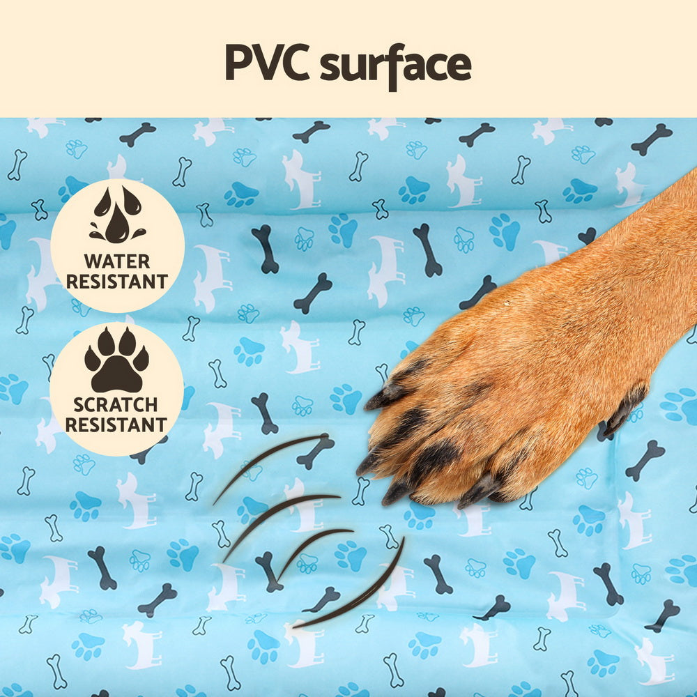 Dog Beds: i.Pet Pet Cooling Mat Gel Dog Cat Self-cool Puppy Pad Large Bed Summer Blue