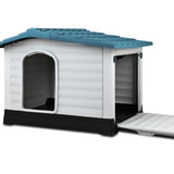 Dog Kennels: i.Pet Dog Kennel House Extra Large Outdoor Plastic Puppy Pet Cabin Shelter XL Blue