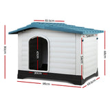 Dog Kennels: i.Pet Dog Kennel House Extra Large Outdoor Plastic Puppy Pet Cabin Shelter XL Blue