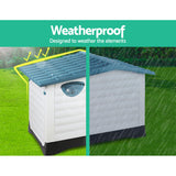 Dog Kennels: i.Pet Dog Kennel House Extra Large Outdoor Plastic Puppy Pet Cabin Shelter XL Blue