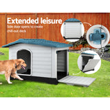 Dog Kennels: i.Pet Dog Kennel House Extra Large Outdoor Plastic Puppy Pet Cabin Shelter XL Blue