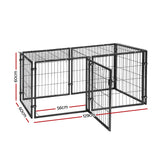 Dog Carriers & Crates: i.Pet Large Dog Crate Cage Playpen 129cm Puppy Pen Pet Enclosure Black