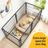 Dog Carriers & Crates: i.Pet Large Dog Crate Cage Playpen 129cm Puppy Pen Pet Enclosure Black