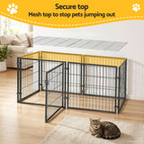 Dog Carriers & Crates: i.Pet Large Dog Crate Cage Playpen 129cm Puppy Pen Pet Enclosure Black