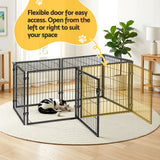 Dog Carriers & Crates: i.Pet Large Dog Crate Cage Playpen 129cm Puppy Pen Pet Enclosure Black