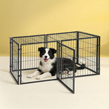 Dog Carriers & Crates: i.Pet Large Dog Crate Cage Playpen 129cm Puppy Pen Pet Enclosure Black