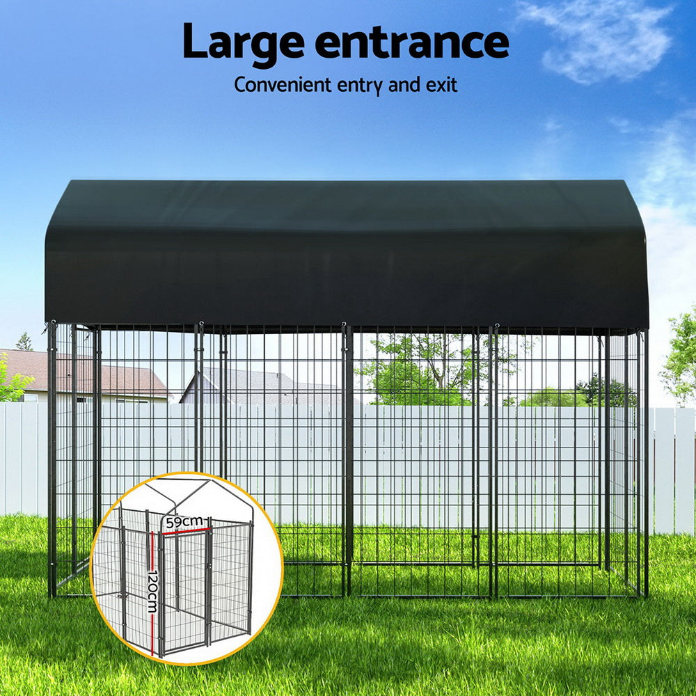 Dog Kennels: i.Pet Dog Kennel Extra Large House Outdoor Playpen Pet Puppy Metal Backyard