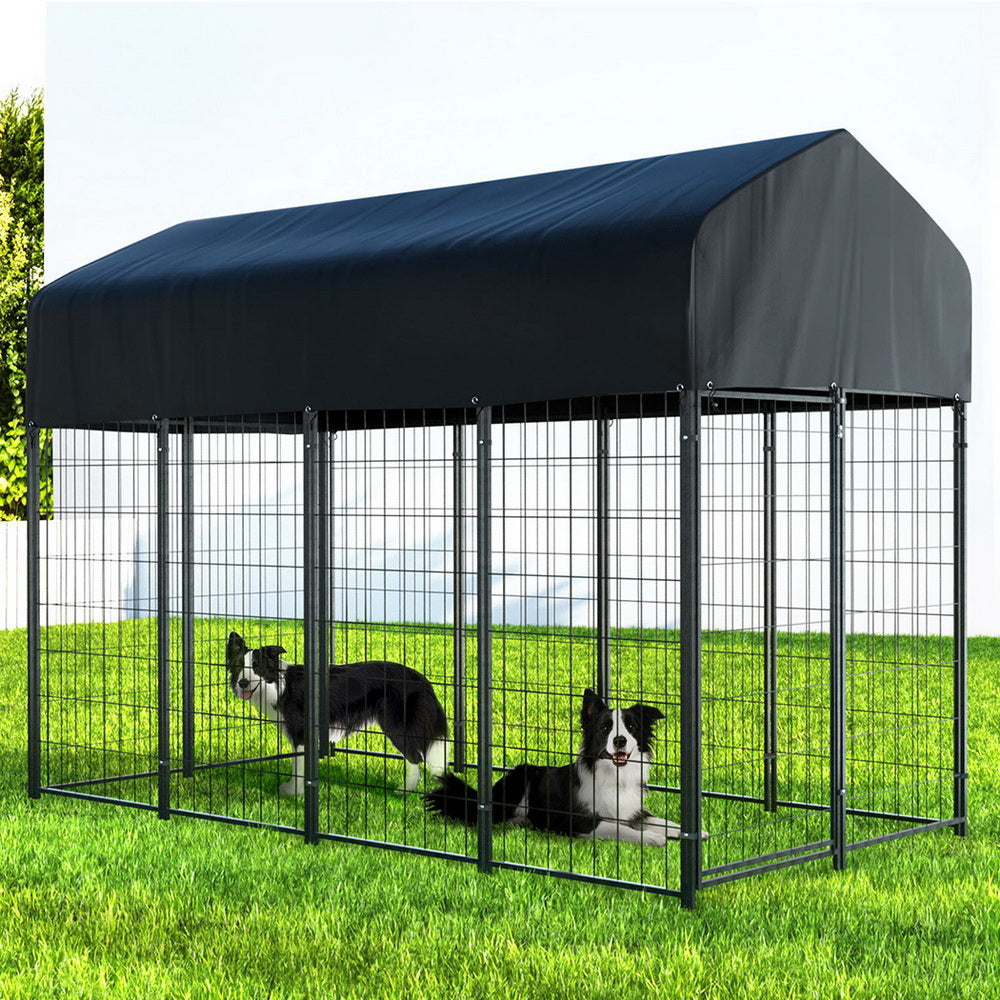 Dog Kennels: i.Pet Dog Kennel Extra Large House Outdoor Playpen Pet Puppy Metal Backyard