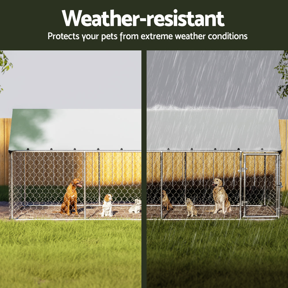 Dog Kennels: i.Pet Dog Kennel Large House XL Pet Run Cage Puppy Outdoor Enclosure 2Mx4M