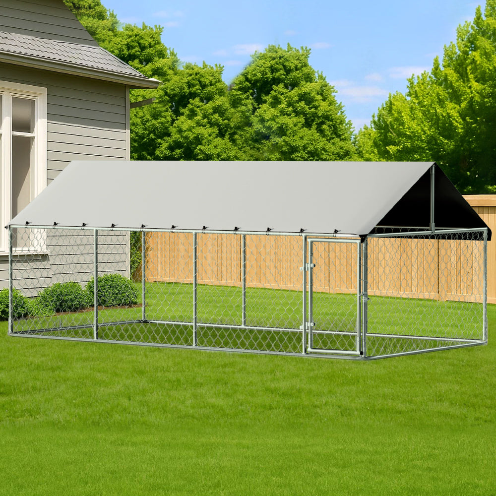 Dog Kennels: i.Pet Dog Kennel Large House XL Pet Run Cage Puppy Outdoor Enclosure 2Mx4M